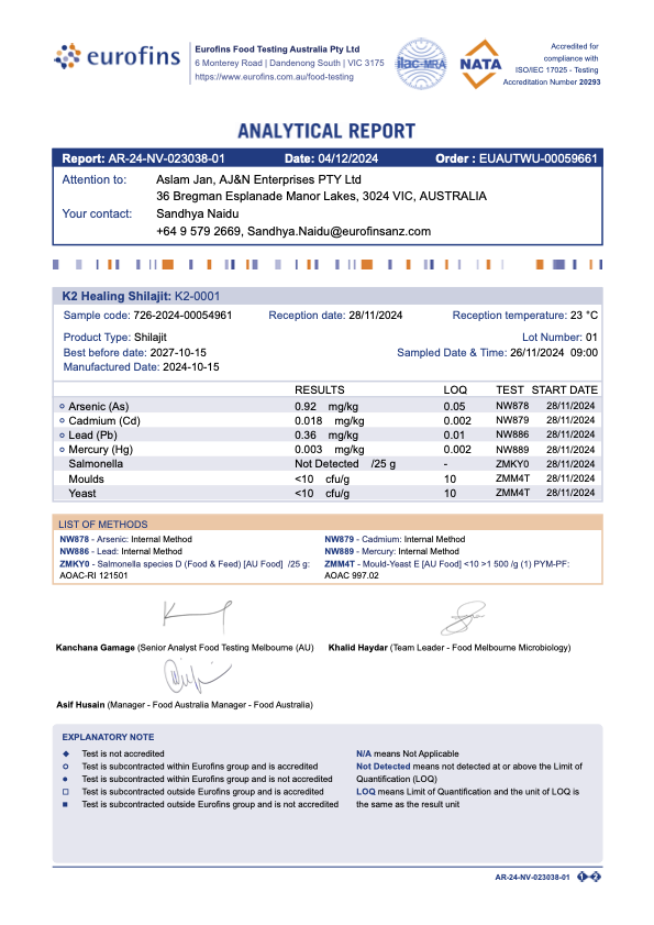 K2 Royal Shilajit Resin - 1000 grams