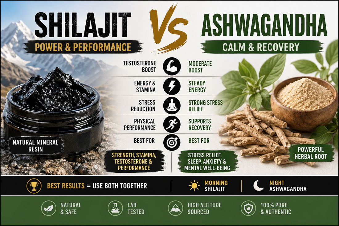 Shilajit vs Ashwagandha: Which Is Better for Energy, Testosterone & Stress? K2 Shilajit - World's Finest Shilajit