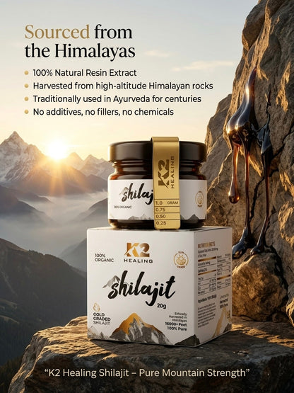 Pure Himalayan Shilajit 20g Gold Resin - Dietary Supplement (60 Servings) K2healingshilajit