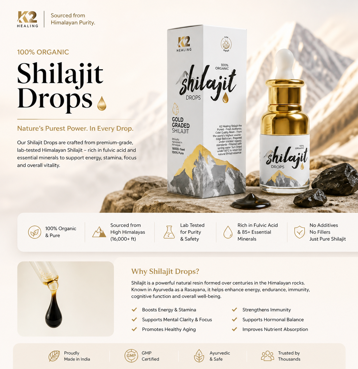 Pure Himalayan Shilajit Drops for Women - 2 Months Supply K2healingshilajit